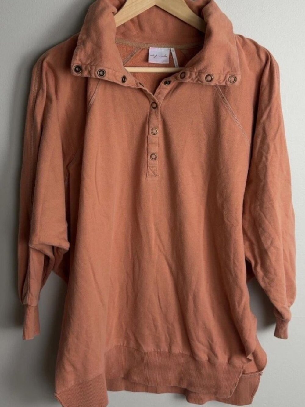 Out From Under Snap Front Pullover Sweatshirt Size XS Coral Cotton Women’s